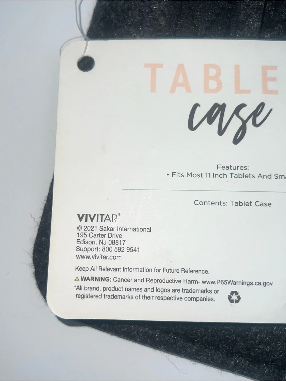 Vivitar Tablet Sleeve Case - Dark Gray Felt
